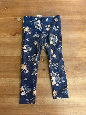 H&M Navy Leggings with Yellow Floral Print